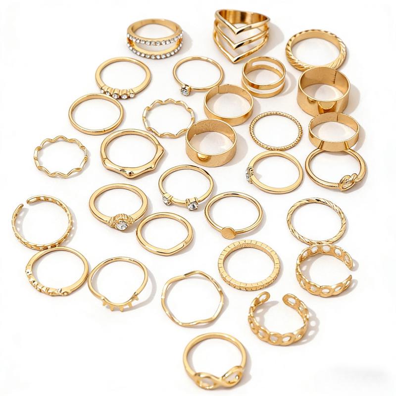 Elegant Geometric Rhinestone Stackable Ring - High-End Hand Jewelry