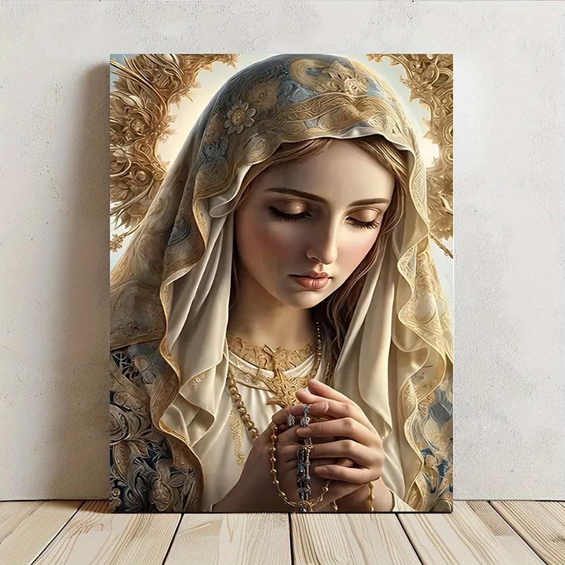 1pc Vintage Virgin Mary and Jesus Canvas Christian Faith Poster Home Wall Art, Vintage Living Room Kitchen Bathroom Decor