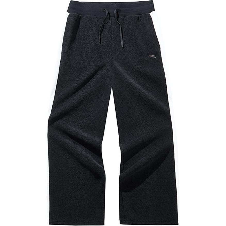 Anta Loose Fit Casual Warm Knitted Sports Pants Women bottoms Basic-Black Paper-White 162447324S-3