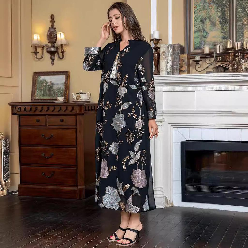 Paillettenstickerei Quastenkleid im Nahen Osten für Damen