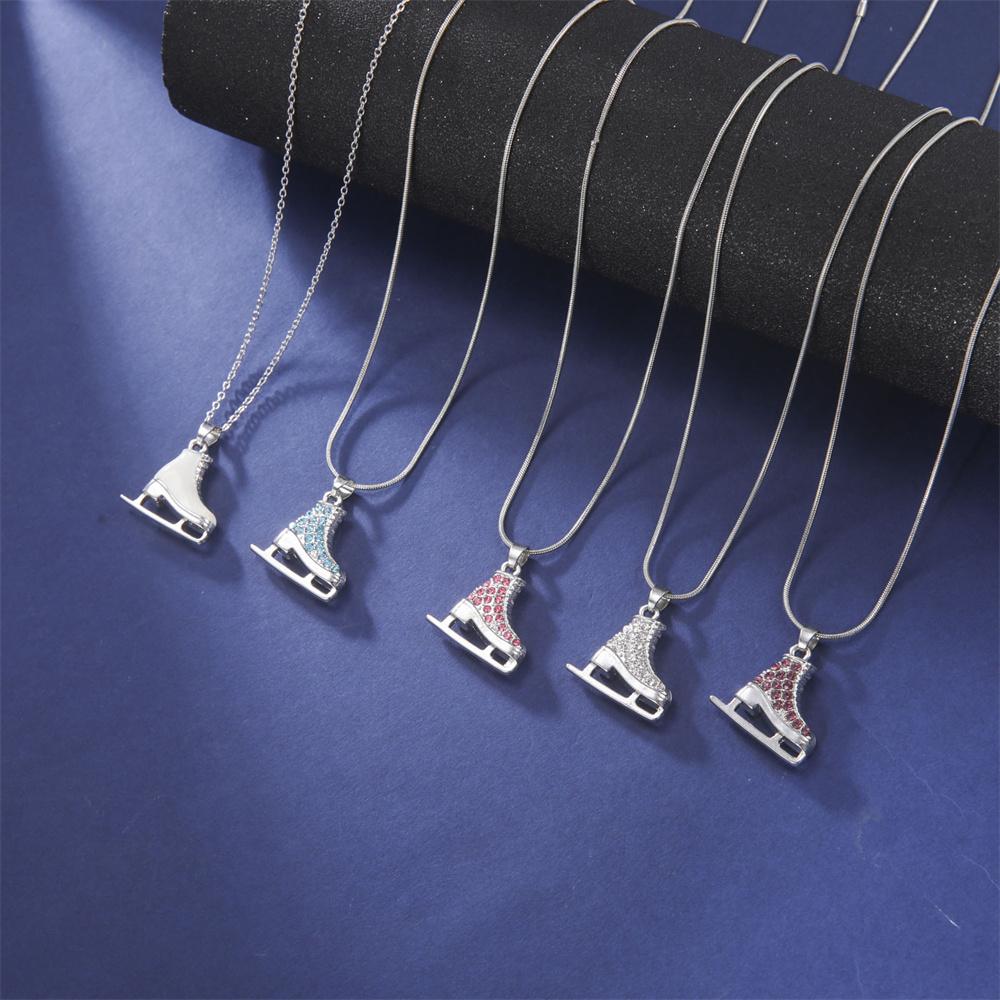 My Shape Skating Shoes Pendant Necklace Ice Skate Shoes Skater Crystal Rhinestone Zircon Charms Fashion Jewelry Girls Women Gift
