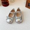 Silver Leather Princess Shoes for Girls - Soft Sole Baby Shoes