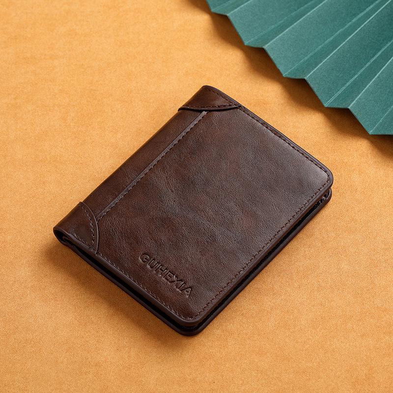 Men's Versatile Genuine Leather Card Holder, Large Capacity with Many Slots, Anti-Magnetic, Ultra-Thin for Driver's License