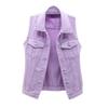 Women's Fashion Solid Color Sleeveless Pocket Short Style With Frayed Edges And Holes Cardigan Vest Jacket