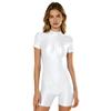 Costume da bagno da donna lucido e oleoso, collo alto, manica corta, schiena scoperta, vestibilità aderente, intero, costume da surf