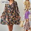 Fashion Autumn Winter  Long Sleeve V-Neck Casual Dresses