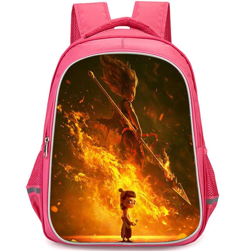 Nezha 2 Mo Tong Nao Hai Ao Bing Girls School Backpack Lightweight Oxford Bookbag Large Capacity For Elementary Students