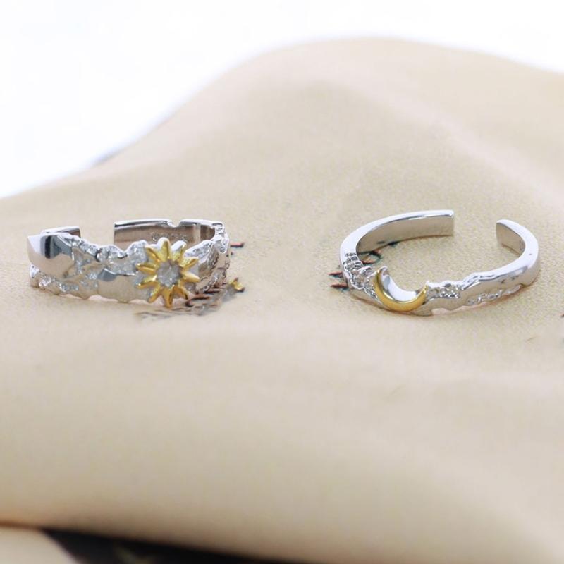 Delicate Love Sun Moon Matching Rings Stainless Steel Sun Moon Rings for Couples Simple Elegant Love Rings Jewelry