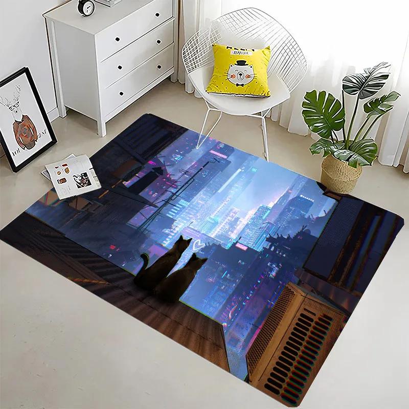 Funny Cat 3D Printing Large Area Carpets for Home Living Room Children's Bedroom Sofa Doormat Kitchen Floor Rugs Anti-slipDecor
