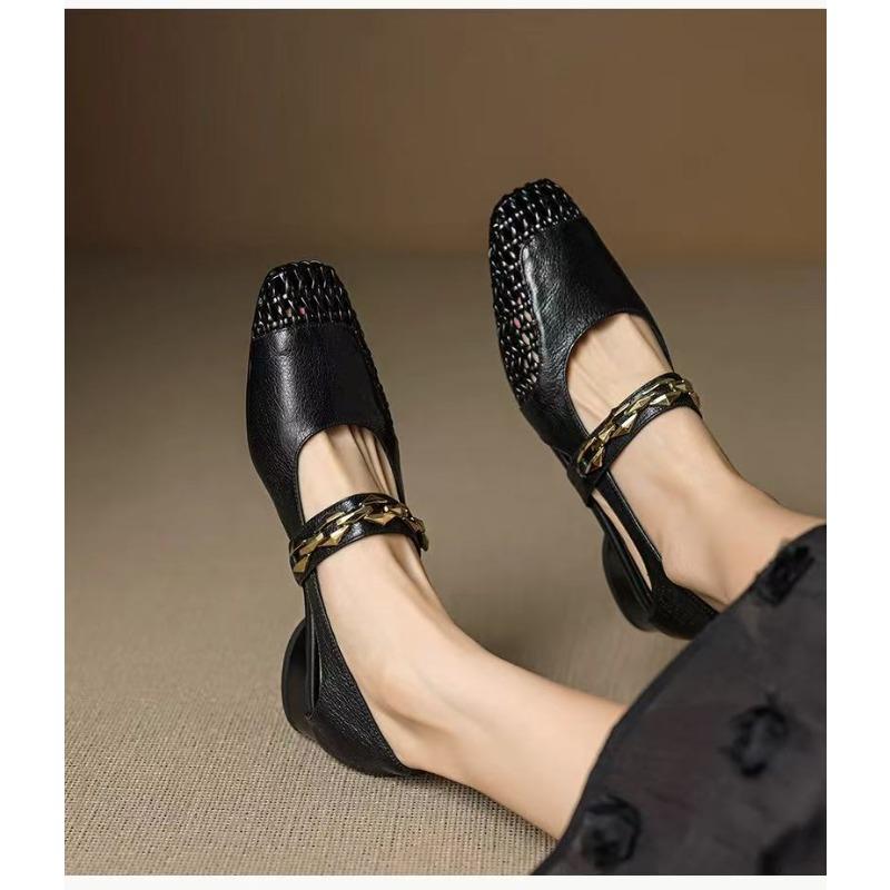 

Fashion 2025Net Flat Fashion Sandals New Summer Square Toe Breathable Non-slip Line Button Jane Fishnet Shoes Ladies Shoes 35 чёрный