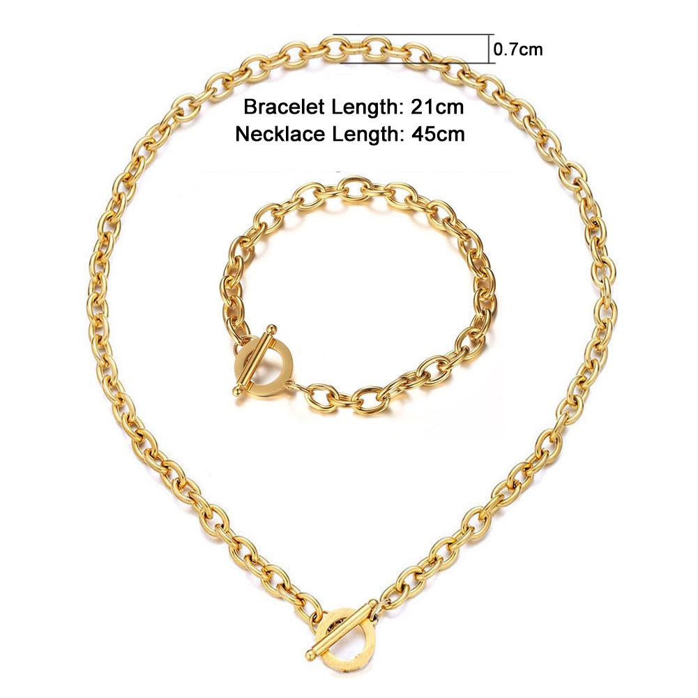 New Style Stainless Steel Toggle Jewelry Sets For Men Women Link Chain Bracelet And Necklaces Set