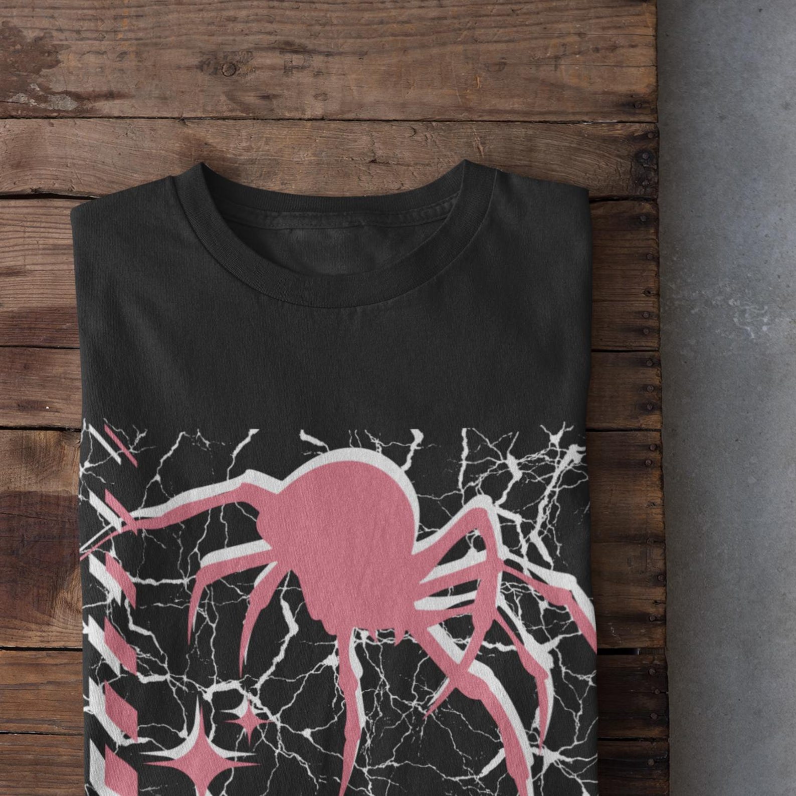 Y2K Spider Shirt, Alt Clothing,Y2k Grunge, Cyberpunk Streetwear, Grunge Clothing, Unisex Shirts, Pastel Goth Clothing, Alternative T Shirts 4XL
