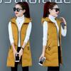 Autunno Inverno Donna Tinta Unita Cappuccio Caldo Imbottito Gilet Lungo Taglie Forti Giacca in Cotone Femminile Colore Caramella Gilet Casual