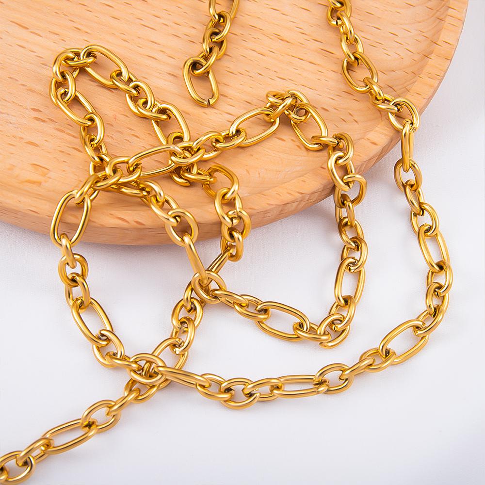 0.5M 1M Open Circle Cross Round Ring Necklace Chain Stainless Steel Link Chains DIY Women Bracelets Jewelry Making Body Chain