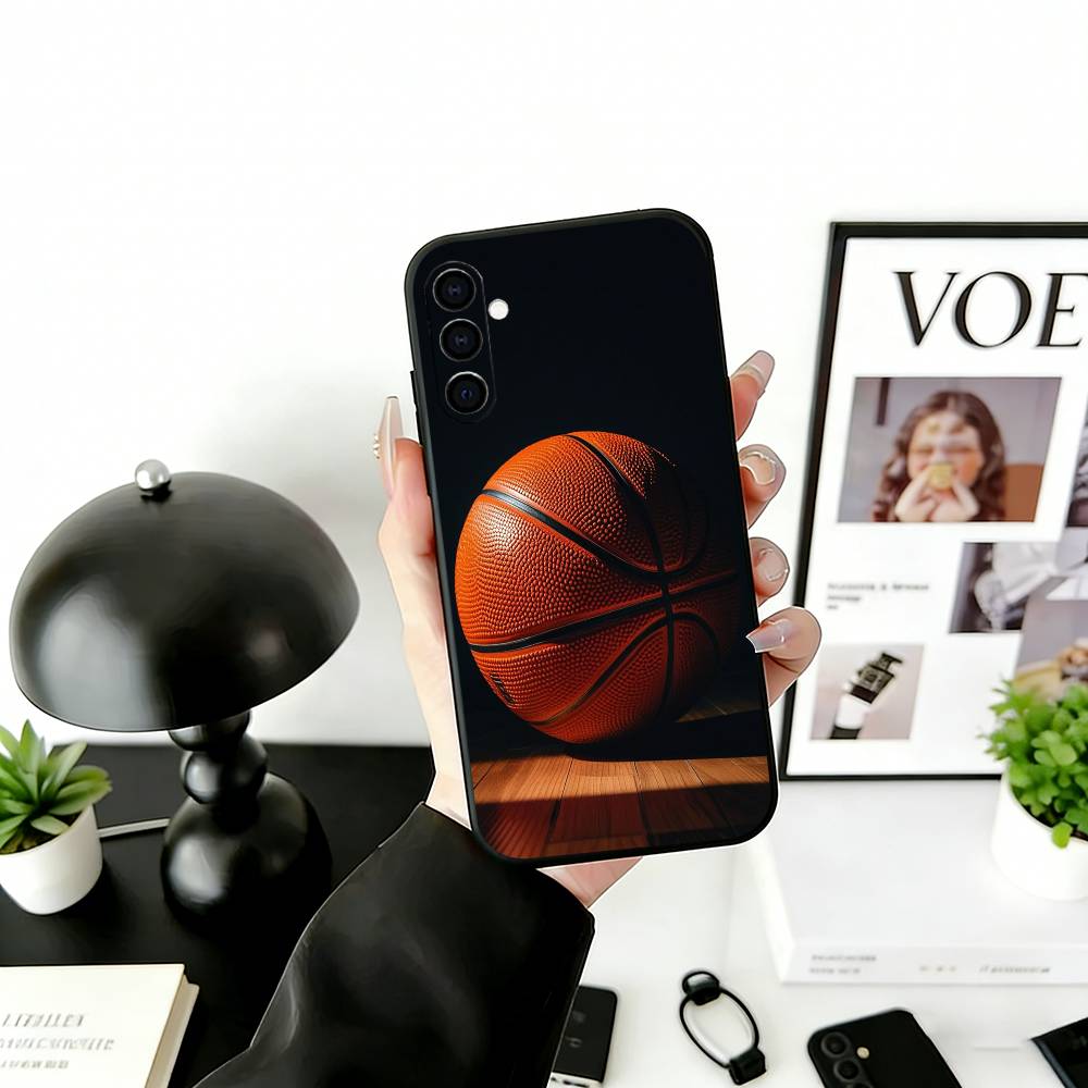 B-Basketball Phone Case Black Silicone Soft For Samsung Galaxy A73,A72,A71,A70,A53,A52,A51