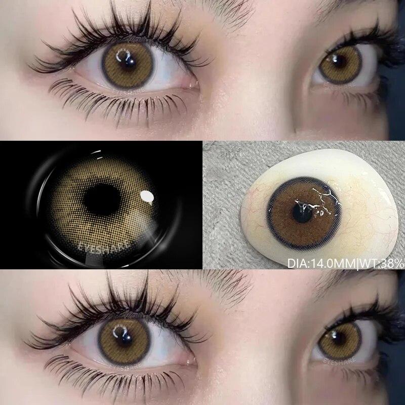 AMARA 1Pair Colored Contact Lenses for Eyes Brown Pupis OMG Series Gray Eye Lenses Yearly Fashion Lenses Cosmetic Eye Contacts