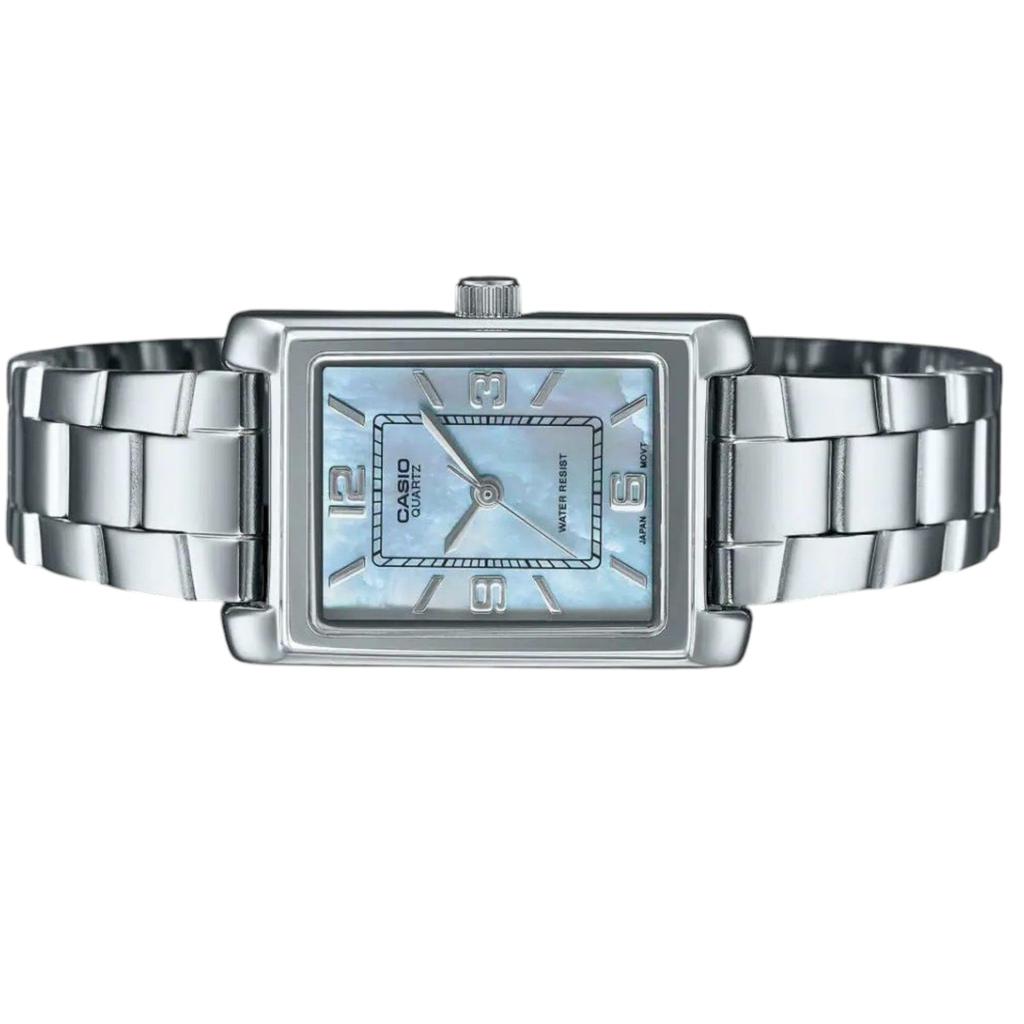 Casio Entiser Ladies Analog Blue Dial Ladies Classic LTP-1234DS-2ADF (A2365), Silver,