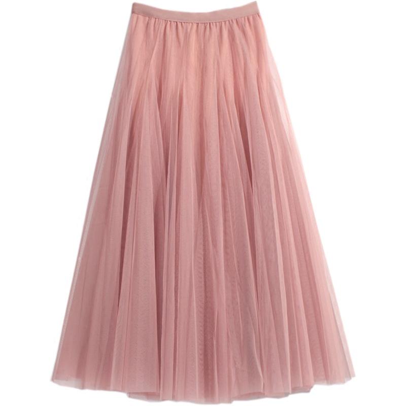 Women's High-End Mesh Pleated Midi Skirt - Summer Slimming Big Swing Tulle Skirt