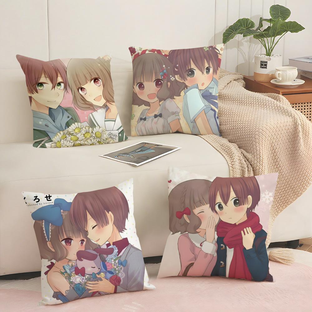 Anime M-Momokuri Cushion Cover Silky Short Plush Sofa Pillow Cover Hidden Zipper Soft Dustproof Case for Home Decor