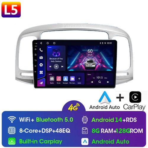 8G 128G Car Radio Android Auto Carplay For Hyundai Accent 2008 -2011Multimedia Qled Screen Stereo Autoradio GPS Navigation Wifi