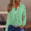 Women's Fashion Casual Printed V-neck Long Sleeve Button Up T-shirt Top