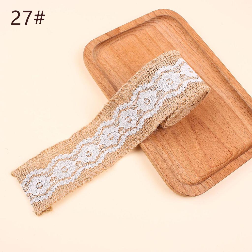 Burlap Roll with Lace Edge for DIY Christmas and Wedding Crafts, Jute Twine Ribbon