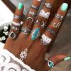 Bohemian Turquoise Joint Ring Set: Retro Multi-piece Openable Finger Jewelry