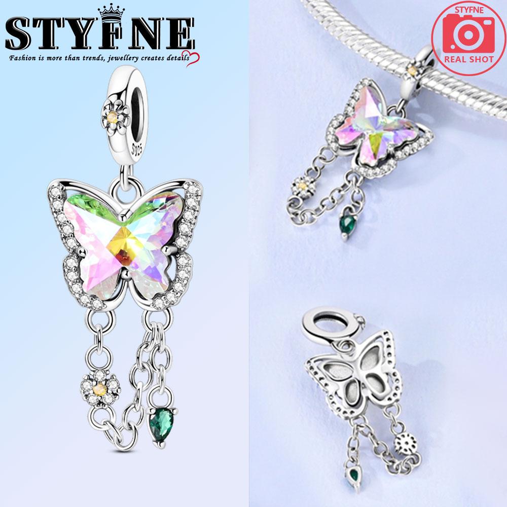 Copper Blue Ballet Shoes Butterfly Flowers Beads Firefly Luminous Charm Original Bracelet Diy Jewelry Gift For Women