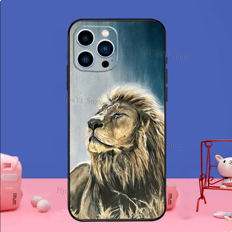 Lion Animal Case For iPhone 16 15 13 11 12 14 Pro Max XS XR X Plus 13 mini Soft Cover Fundas Capa Shell
