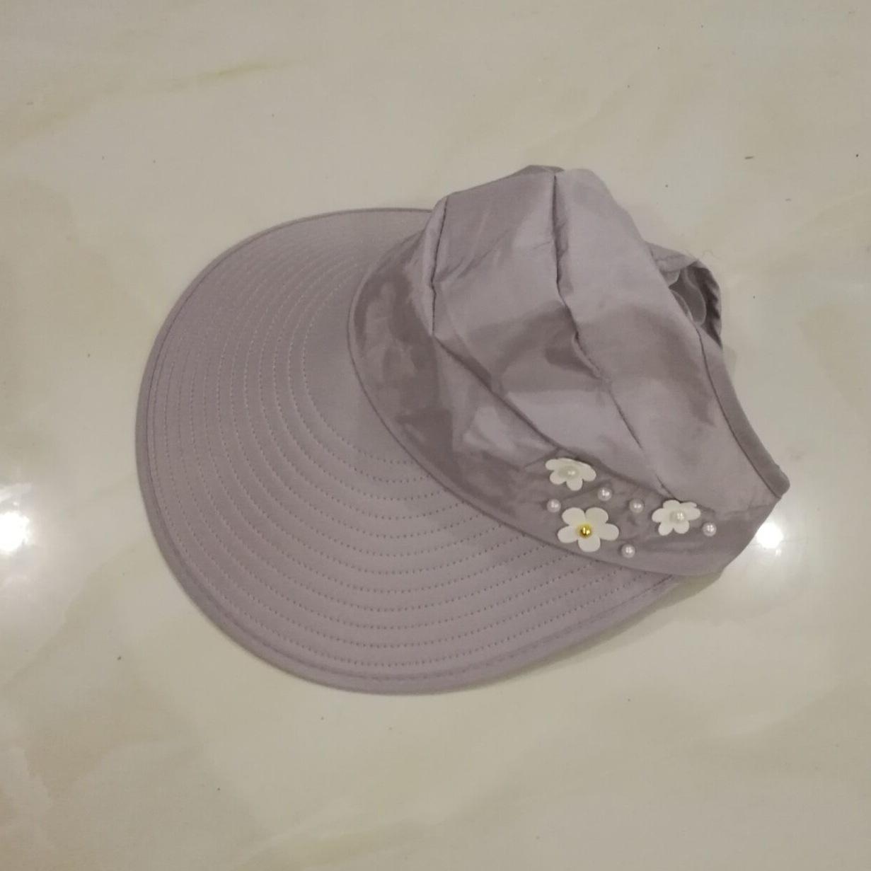 

Women s summer casual versatile travel UV protection Korean version summer foldable sunscreen pearl empty top sun hat adjustable
