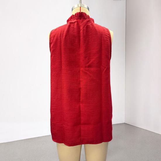 Camicia da Donna Cotone Lino Vestibilità Larga Senza Maniche Scollo a V Top Traspirante Comodo Stile Casual Gilet per Lavoro Festa Vacanza Appuntamento