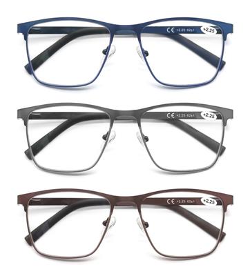 Modfans Blue Light Reading Glasses for Men Metal Frame Magazine Readers Magnifier Presbyopia Lens Eyewear Diopter +0.75~4.0