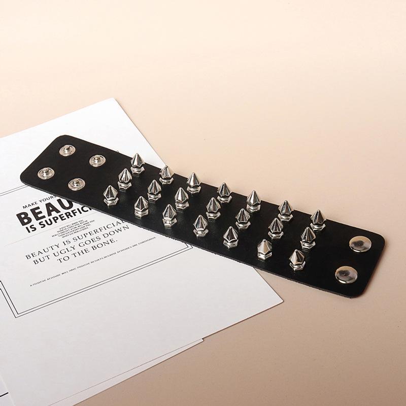 Punk Gothic Style Rivet Spike Leather Bracelet