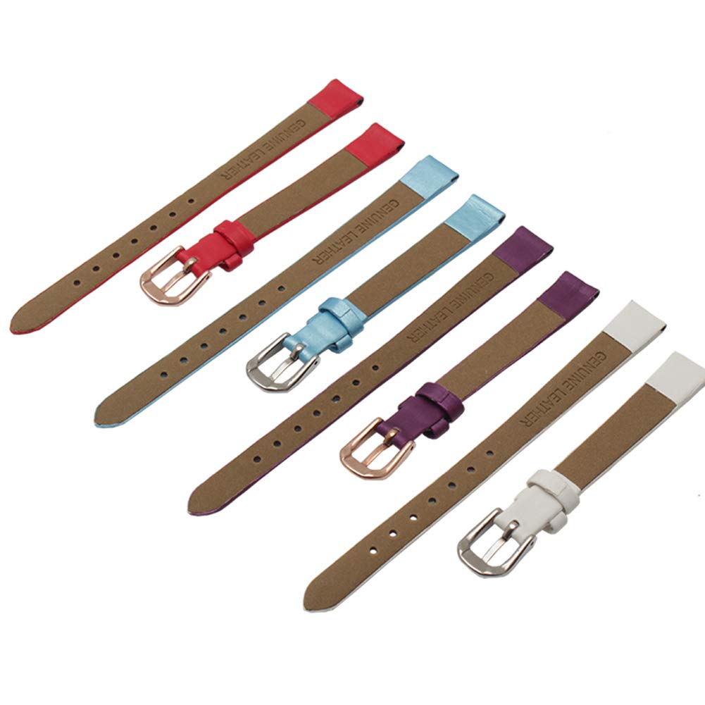 Polly Store Watch Strap Band 6mm 8mm 10mm Genuine Leather Replacement Strap 3 Spring Bars Spring Bar Removal Tool Dedicated Women's [Includes + + Box]