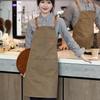 Household Canvas Apron Oil-Proof Can Wipe Hands Kitchen Cooking Men Women Adult With Tool Pockets  Coffee Over Apron