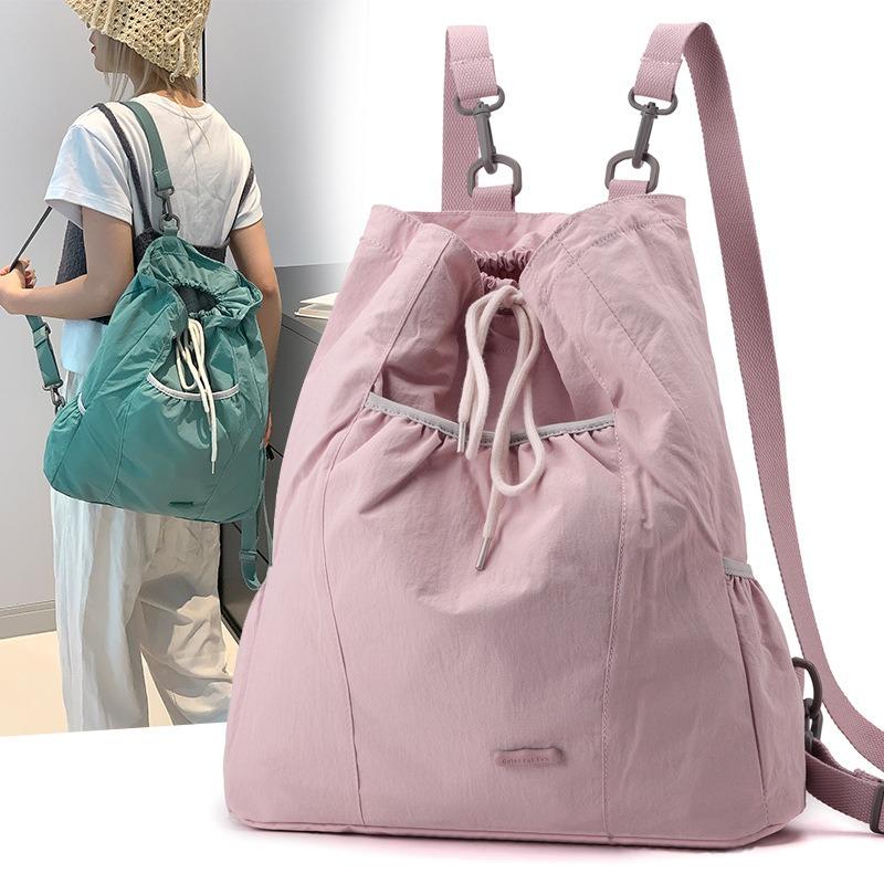 Fashion niche design women's casual backpack college wind lightweight drawstring nylon backpack