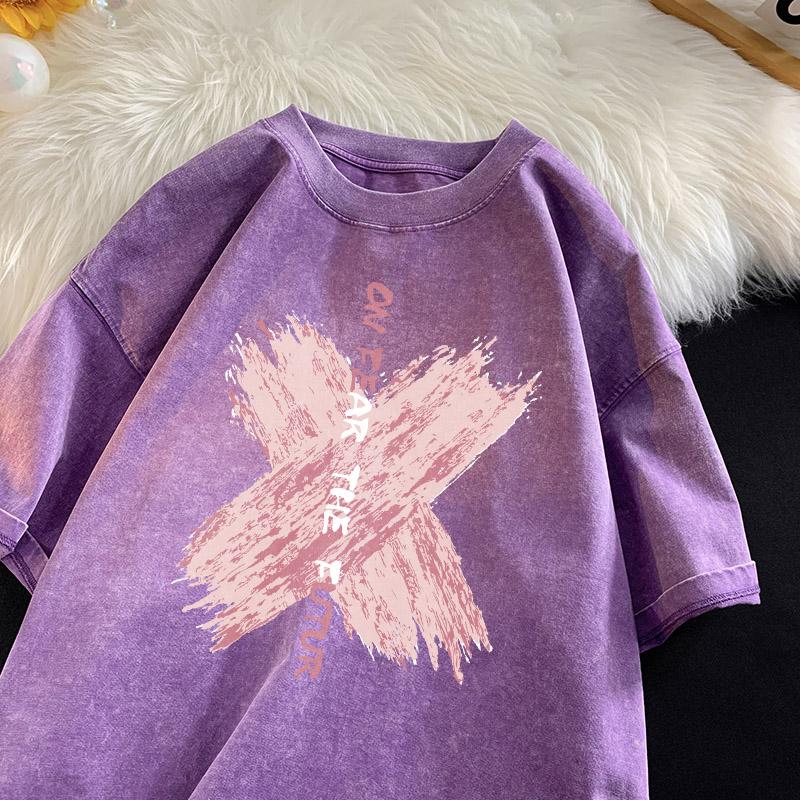 

Футболка с надписью On Fear The Futur для мужчин, розовая футболка с граффити, хлопковая винтажная стирка, с коротким рукавом, уличные футболки для мужчин, Тики 3XL