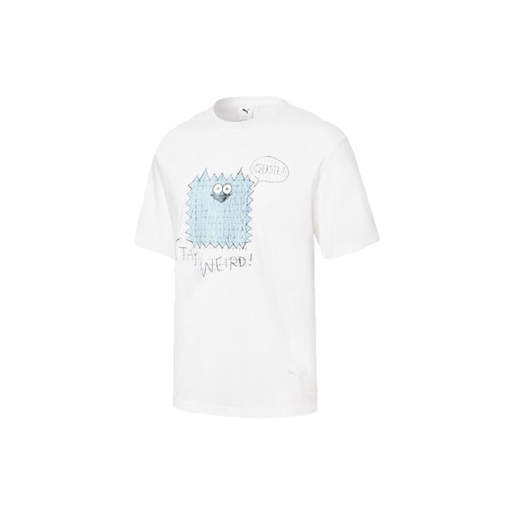PUMA x Michael Lau Graphic Short T-Shirt White Blue Men s 531320-02 M