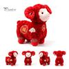 Chinese New Year Auspicious Decor Sheep Plush Toy, Zodiac Mascot Lamb Doll with Festive Fu Cute Curly Animal Character, for Lunar Decoration