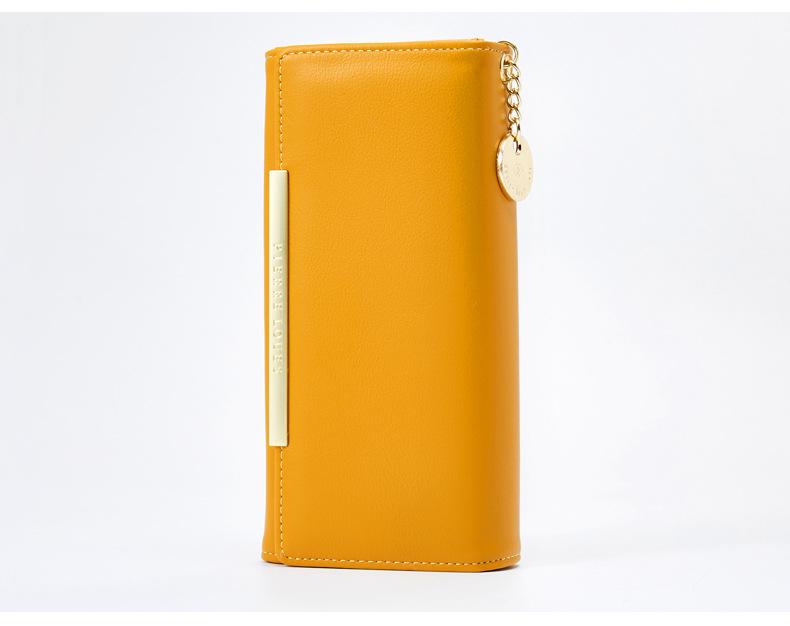 Damplånbok i koreansk stil med stor kapacitet och dubbelt vik – Enfärgad, Flera kortfack, Enkel exklusiv kuvertväska