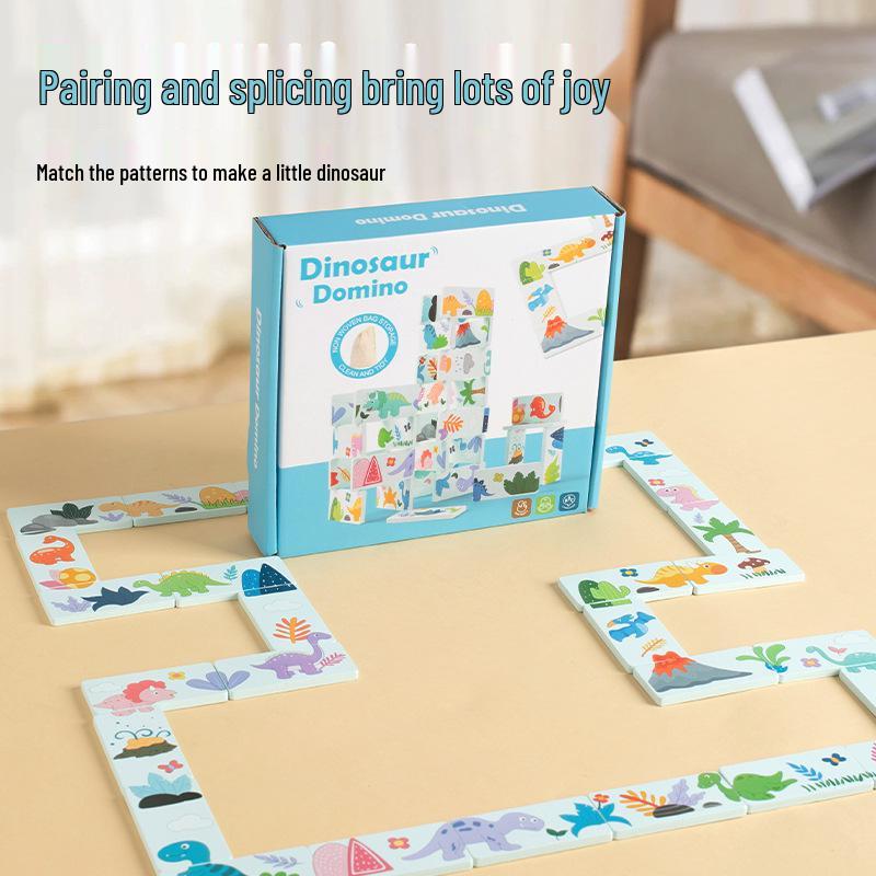 

Children s Dinosaur Domino Puzzle: Fine Motor and Hand-Eye Coordination Stacking Toy for Early Education 20.5*19.5*4.2 cm