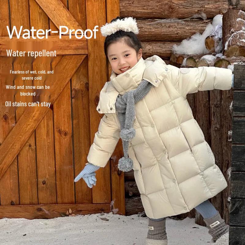 Meili City Kids' Long Goose Down Winter Puffer Jacket