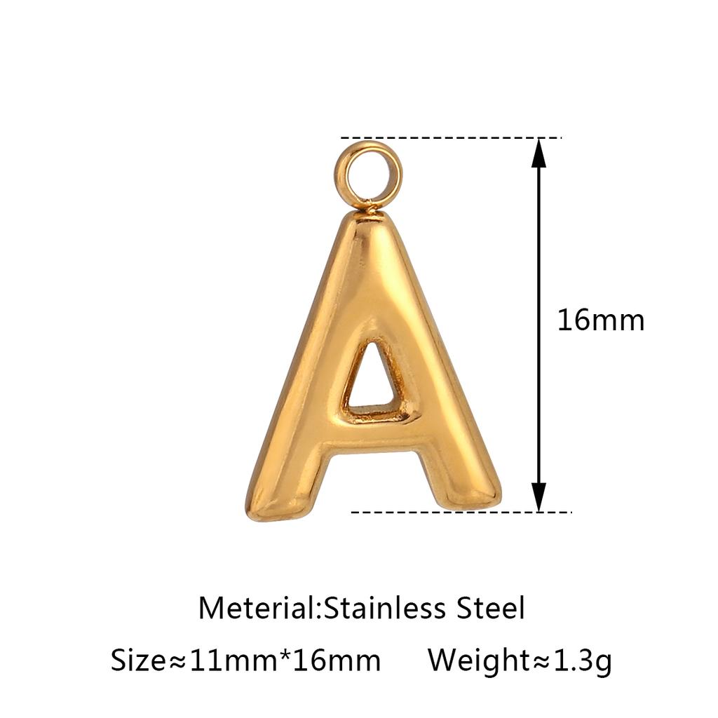 3Pcs Initial Charms 3D Stainless Steel English Letter Pendant 18K Gold Color PVD Plated Bubble Alphabet Charm DIY Jewelry Making