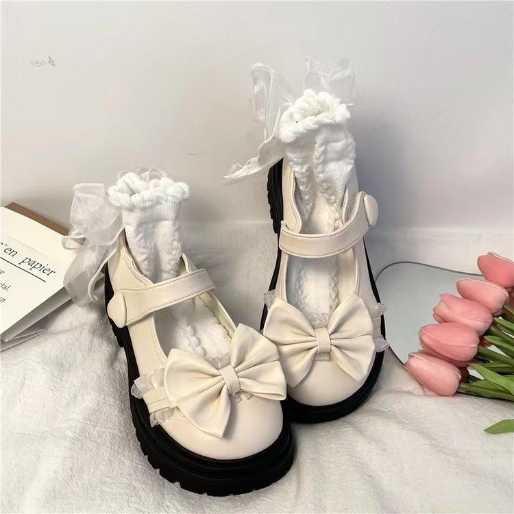 Japanese cute Mary Jane jk single shoes new autumn college style bow platform small leather shoes