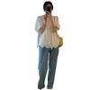 2025 Summer Women's French Embroidered White Doll Shirt with Hollow Bubble Short Sleeves