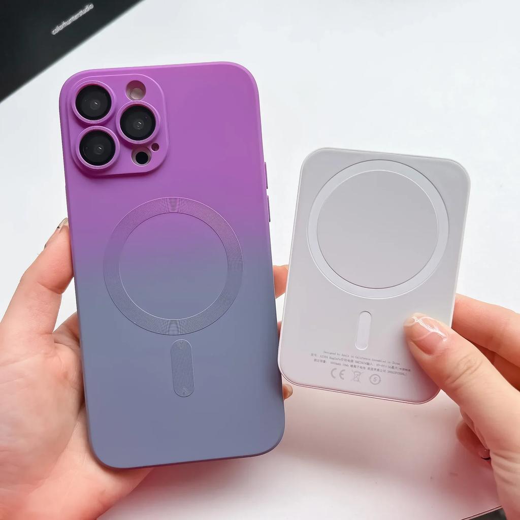 For Magsafe Gradient Silicone Multicolour Shockproof Case for iPhone 15 16 14 13 12 11 Pro Max 16 Plus Wireless Charging Cover
