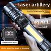 Portable Zoom Torch High Power LED Flashlight Type-C Rechargeable Waterproof Light with COB Side Lamp for Outdoor Camping Hiking