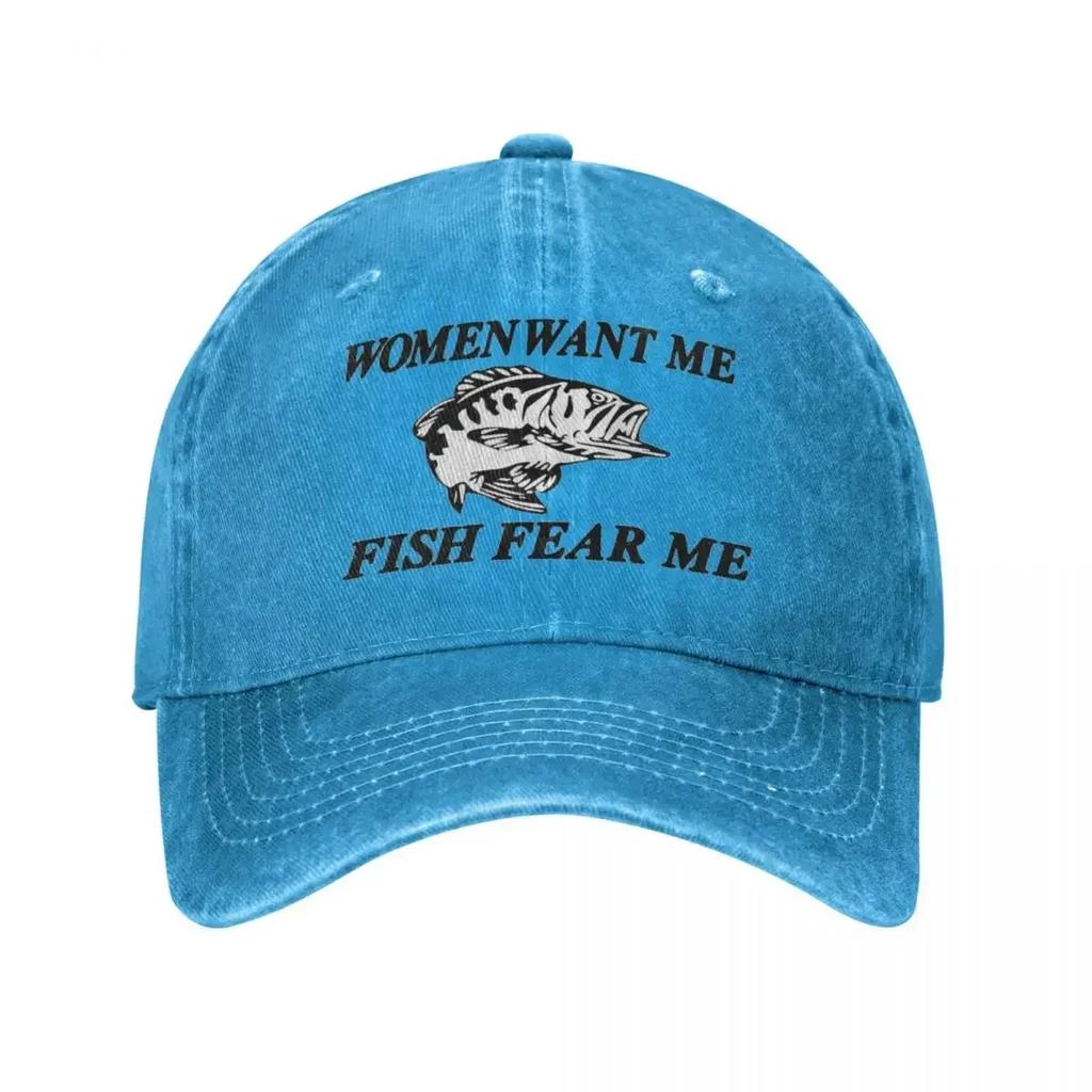 Las Mujeres Me Quieren Los Peces Me Temen Gorra de Béisbol Estilo Unisex de Pesca Gorras de Algodón Desgastado Sombrero Moda Actividades al Aire Libre Gorra para el Sol
