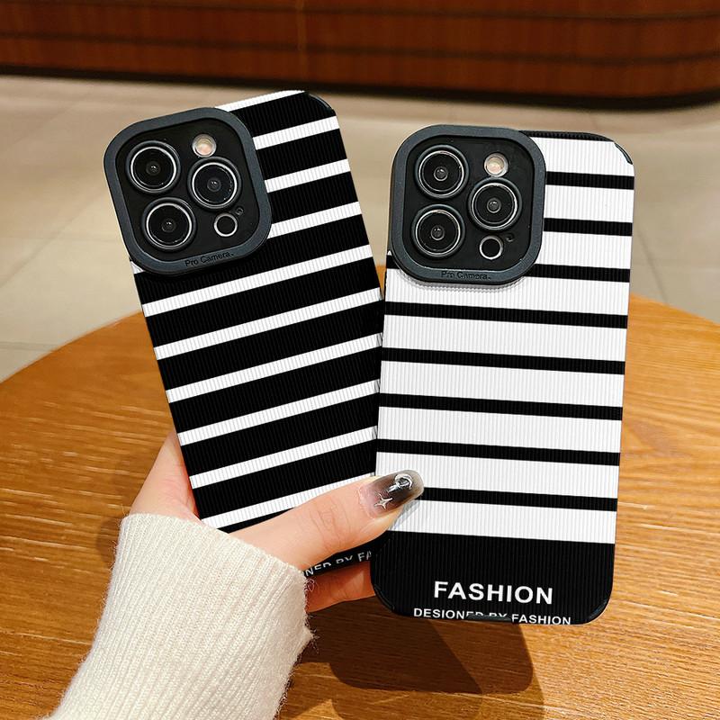 Vertical Grain Leather Simple Design Printed Soft Silicone Phone Case Back Cover with Camera Lens Full Protection for Samsung