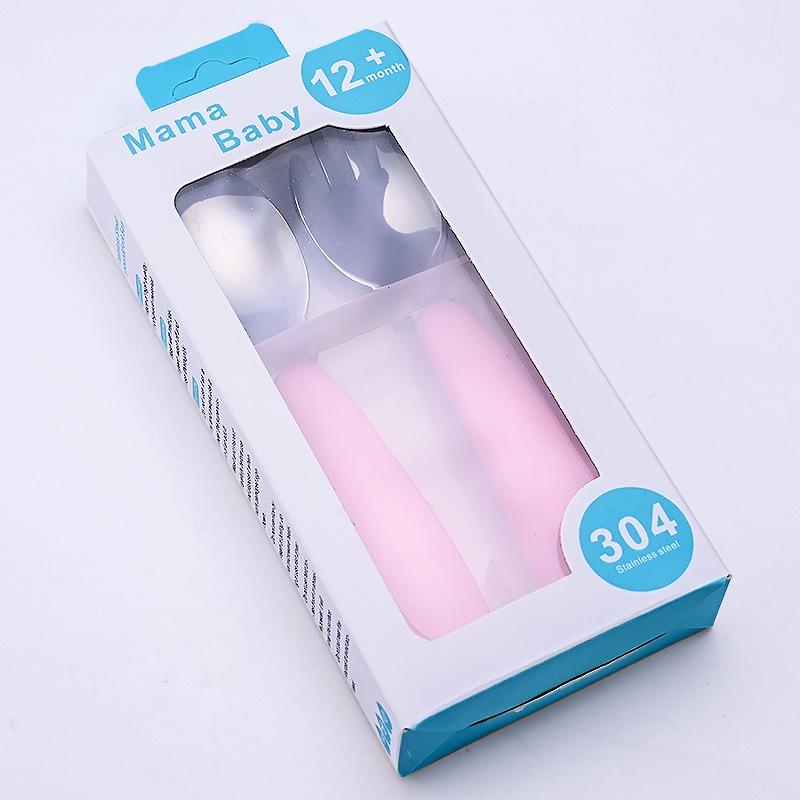 304 Stainless Steel Children's Cartoon Cutlery Set: Baby Feeding Spoon & Fork, Training Spoon & Fork
